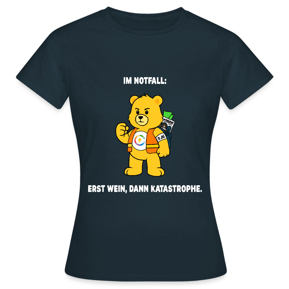 Paulchens Notfall-Shirt – „Im Notfall: Erst Wein, dann Katastrophe.“ (Women’s Fit)